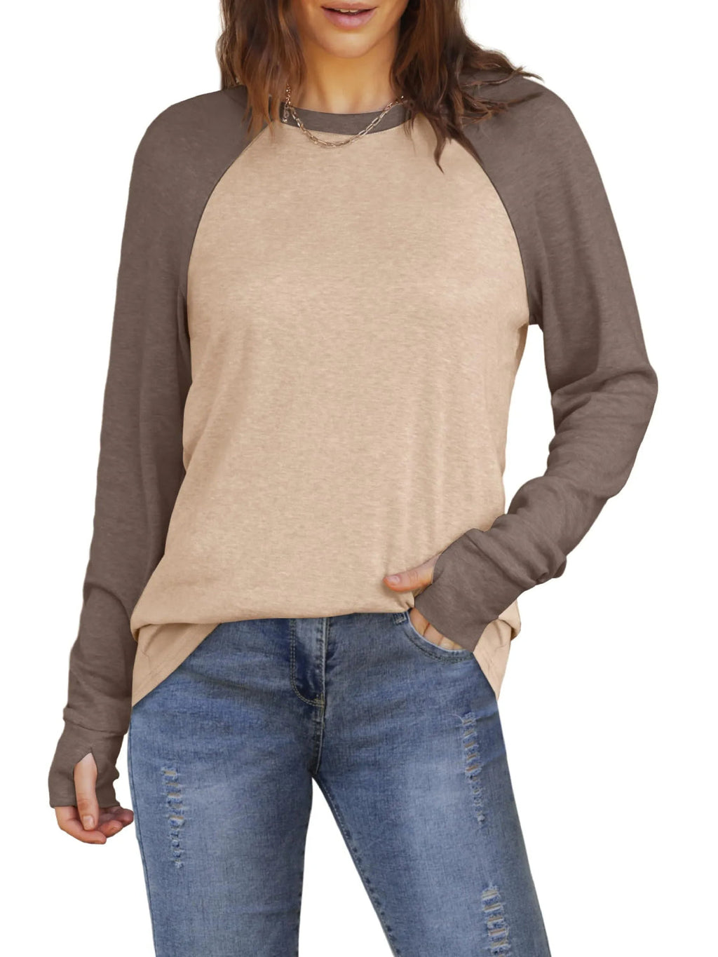 ⏰Hot Sale-Womens Long Sleeve Thumb Hole Shirts Tunic Tops to Wear with Leggings