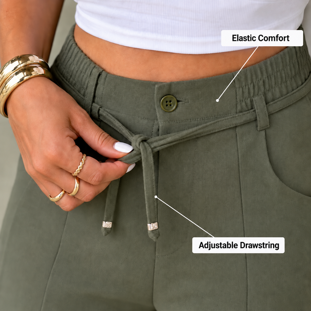 💝💝Women's High-Waisted Straight-Leg Pants with Front Seam Detail & Elastic Back Waistband – Comfortable, Versatile Trousers for Work & Everyday Wear