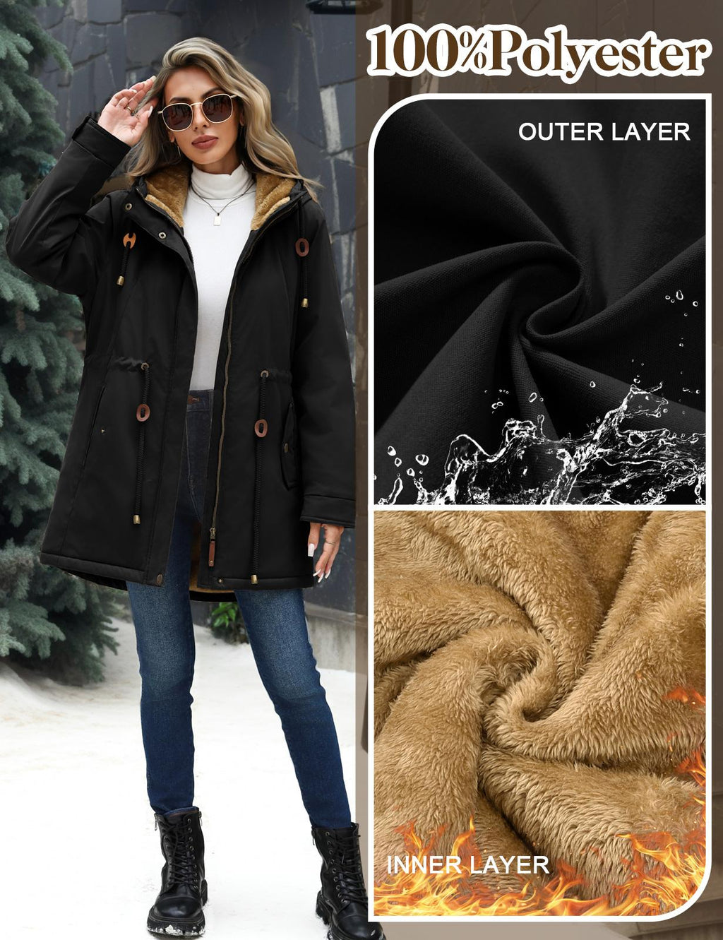 💝💝Women's Fleece-Lined Hooded Parka Jacket