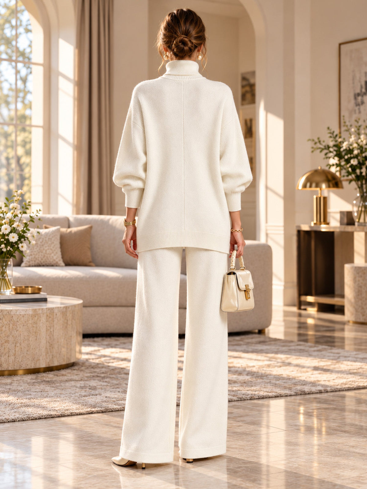 🖤 BLACK FRIDAY SALE 🖤 ☁️ Women's Turtleneck Sweater & Wide-Leg Pants Set | Elegant Fit & Effortless Style