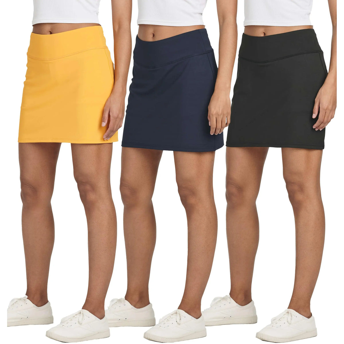 🔥Real Essentials 3 Pack: Women's 16" Active Skort Skirt Pockets - Running Tennis Golf Gym (Available in Plus)