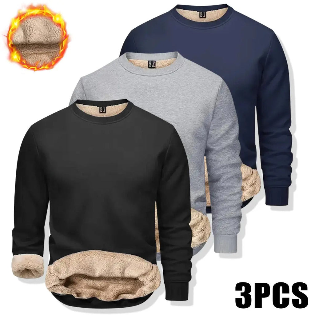 💝💝Men's Fitted Crewneck Fleece Lined Sweatshirt, Wind Resistant Polyester Athletic Pullover, Casual Fashion Active Tops