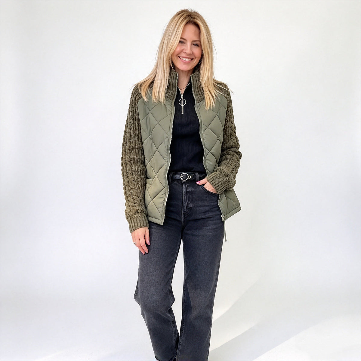 💡 Women's Knit Patchwork Puffy Jacket