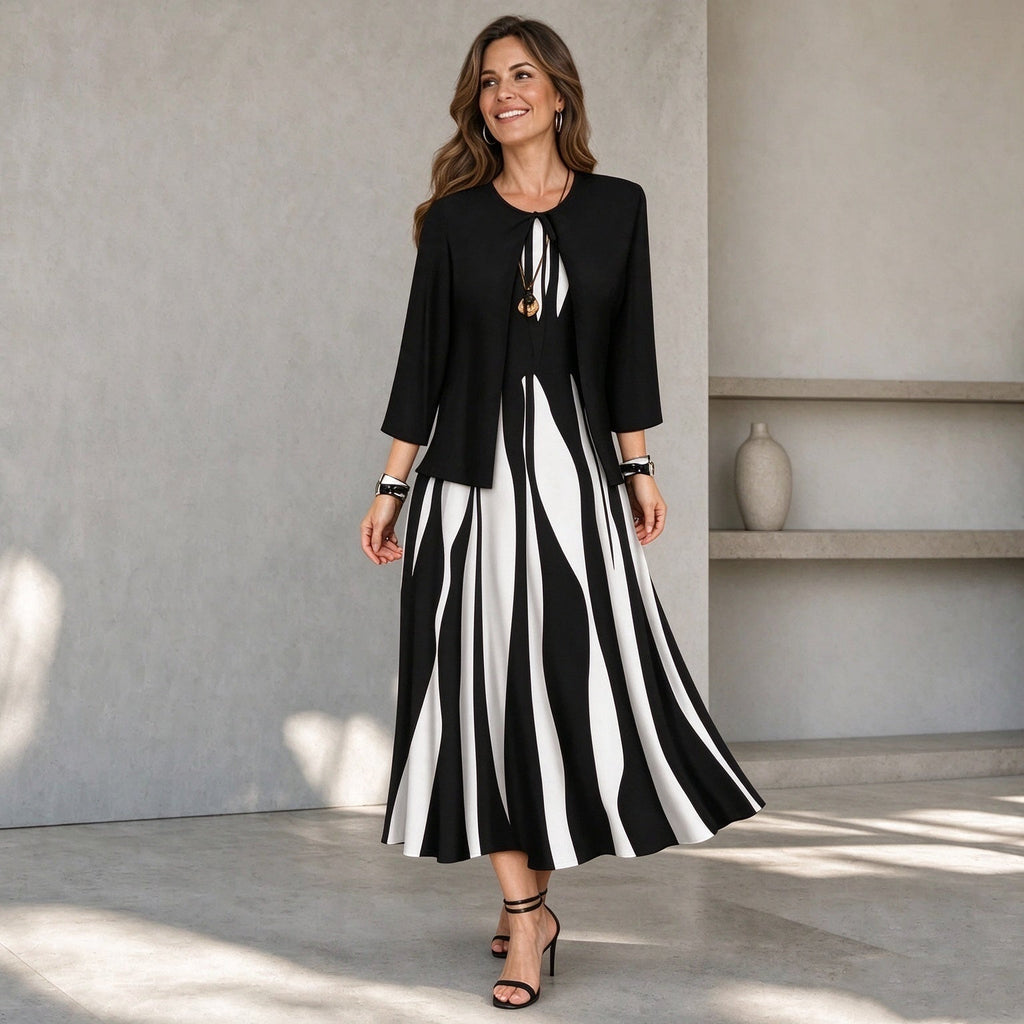 💡 Flattering Geometric Dress Set