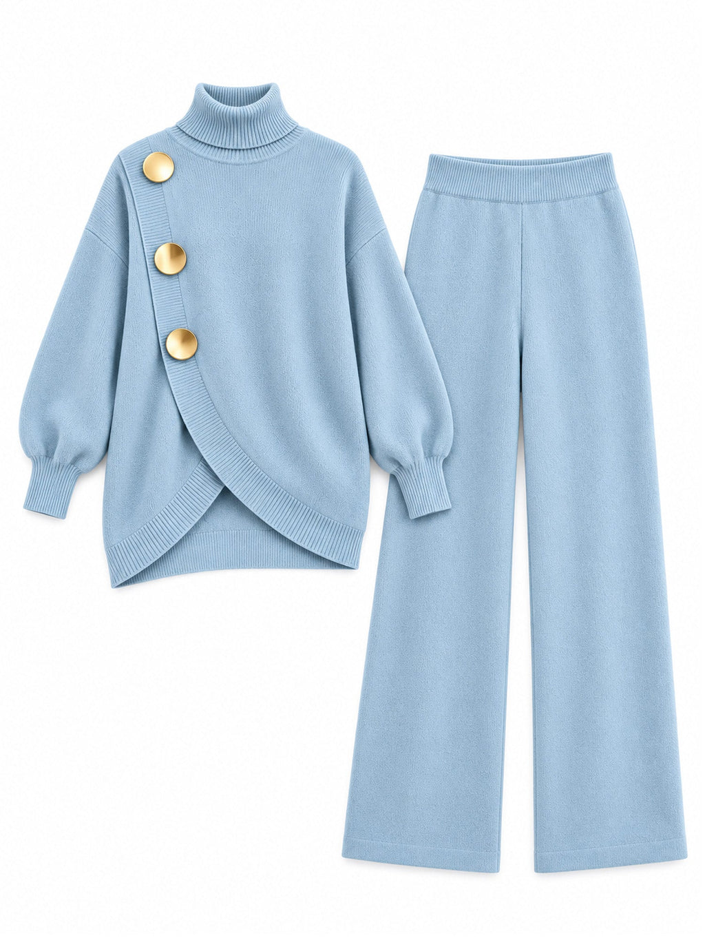 🖤 BLACK FRIDAY SALE 🖤 ☁️ Women's Turtleneck Sweater & Wide-Leg Pants Set | Elegant Fit & Effortless Style