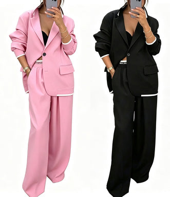 ✨🛍️Fresh Drop - Blazer & Wide-Leg Pant Suit – Clean Lines & Breezy Comfort for Confident All-Day Wear
