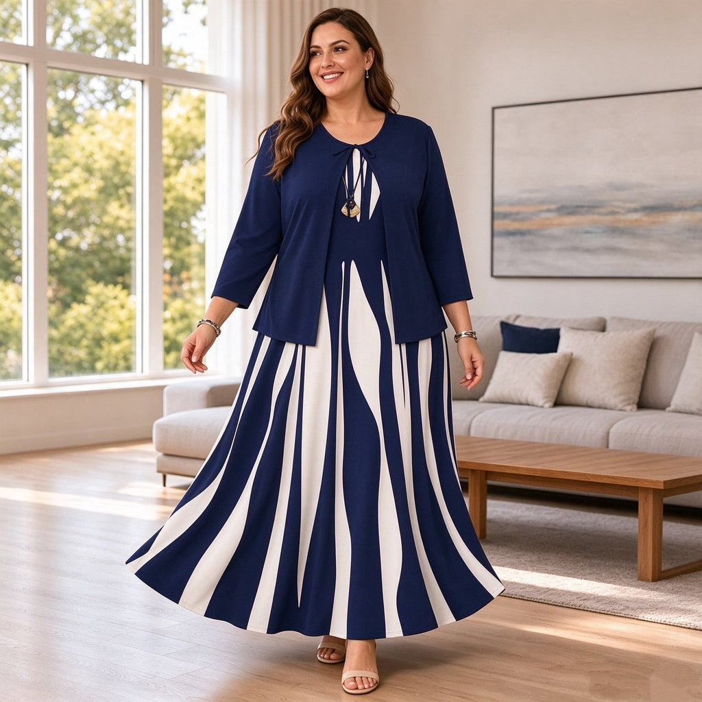 💡 Flattering Geometric Dress Set
