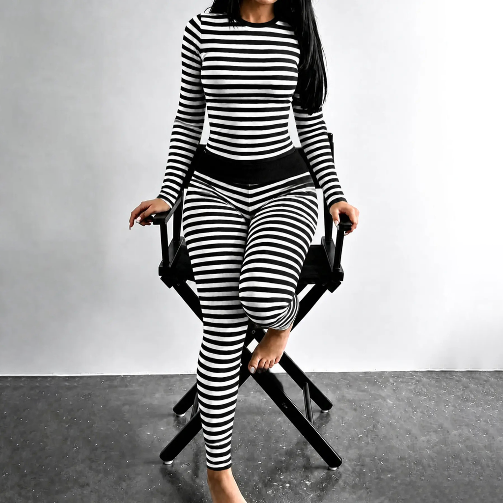 🖤 BLACK FRIDAY SALE 🖤 ☁️ Women's Striped Two-Piece Set | Flattering Fit & Effortless Style