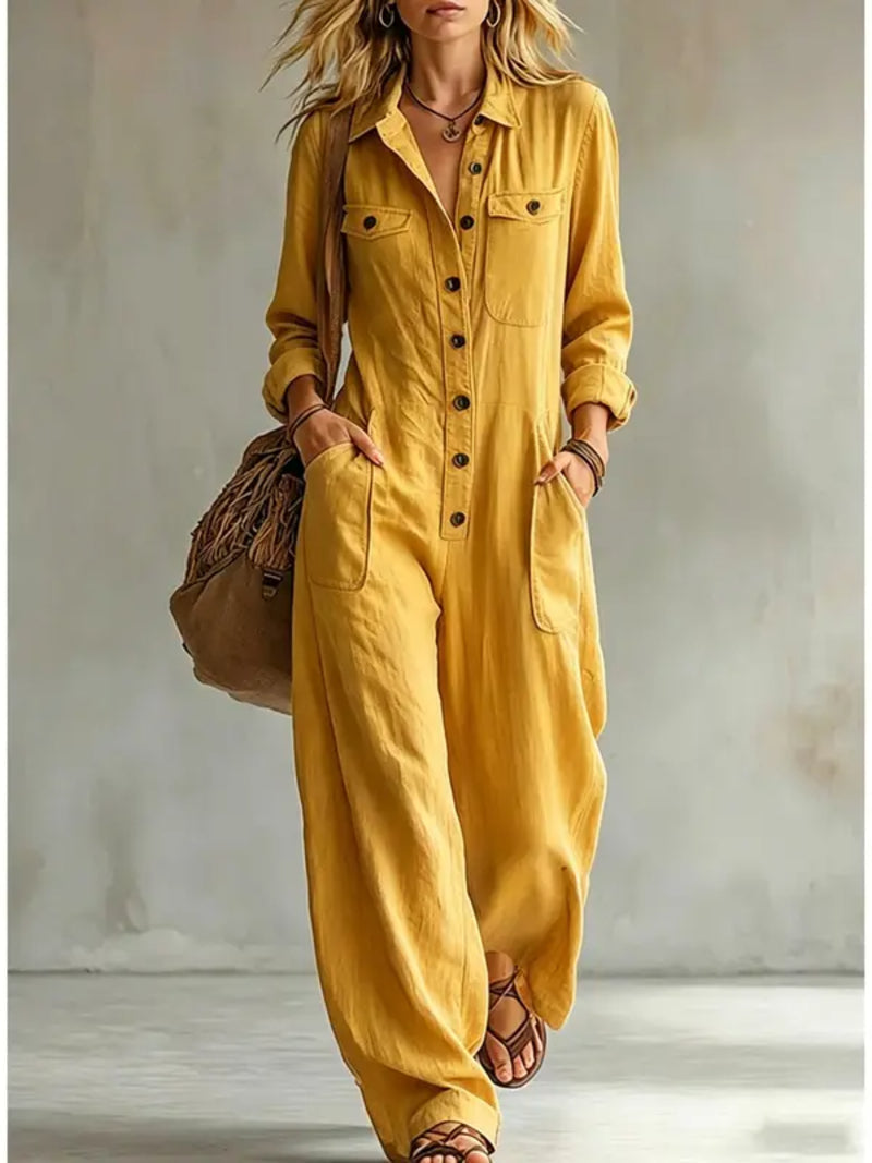 🔥 FINAL HOURS — Women's French-Inspired Button-Front Jumpsuit | Effortless Chic Style
