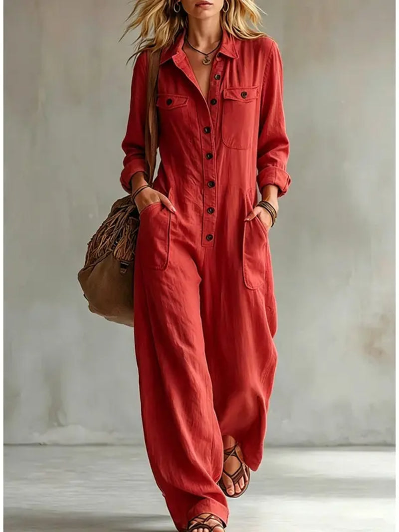 🔥 FINAL HOURS — Women's French-Inspired Button-Front Jumpsuit | Effortless Chic Style