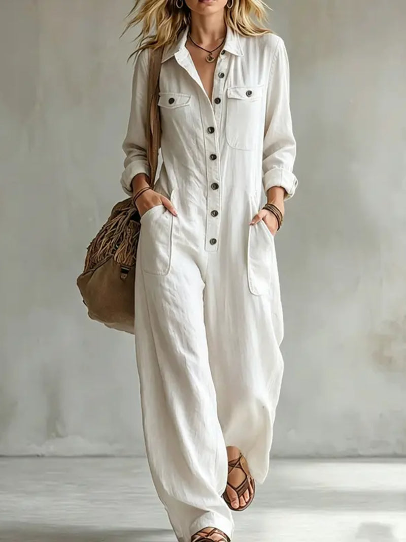 🔥 FINAL HOURS — Women's French-Inspired Button-Front Jumpsuit | Effortless Chic Style