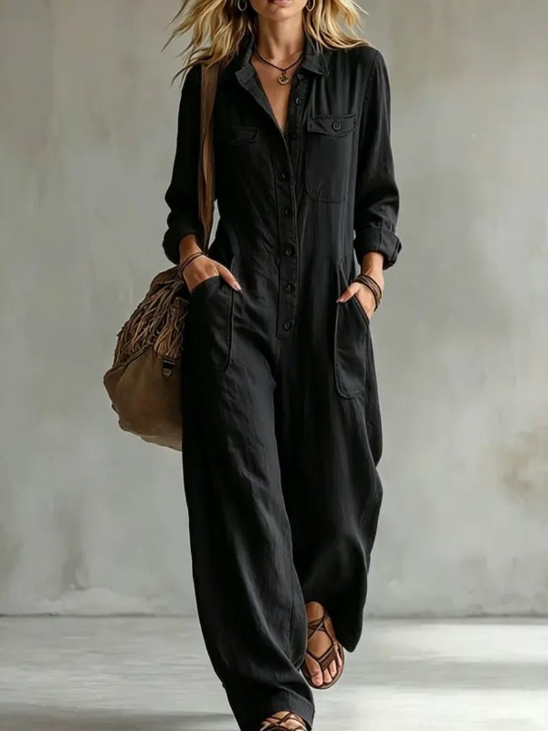 🔥 FINAL HOURS — Women's French-Inspired Button-Front Jumpsuit | Effortless Chic Style