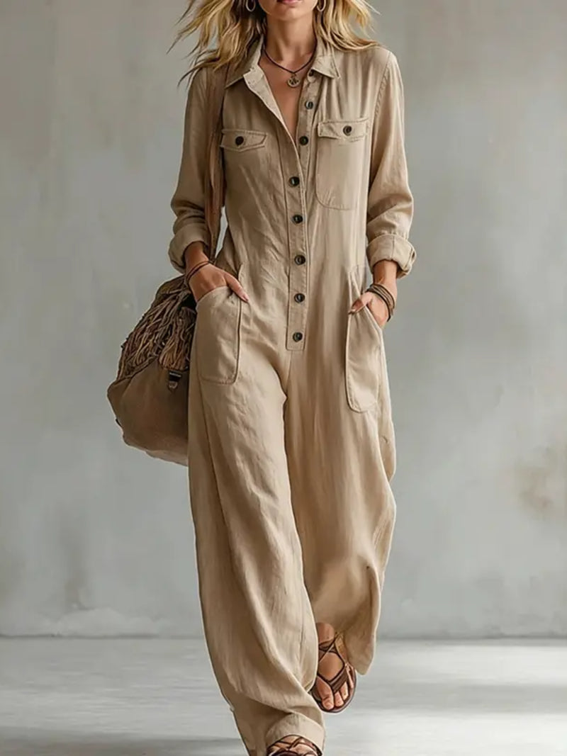 🔥 FINAL HOURS — Women's French-Inspired Button-Front Jumpsuit | Effortless Chic Style