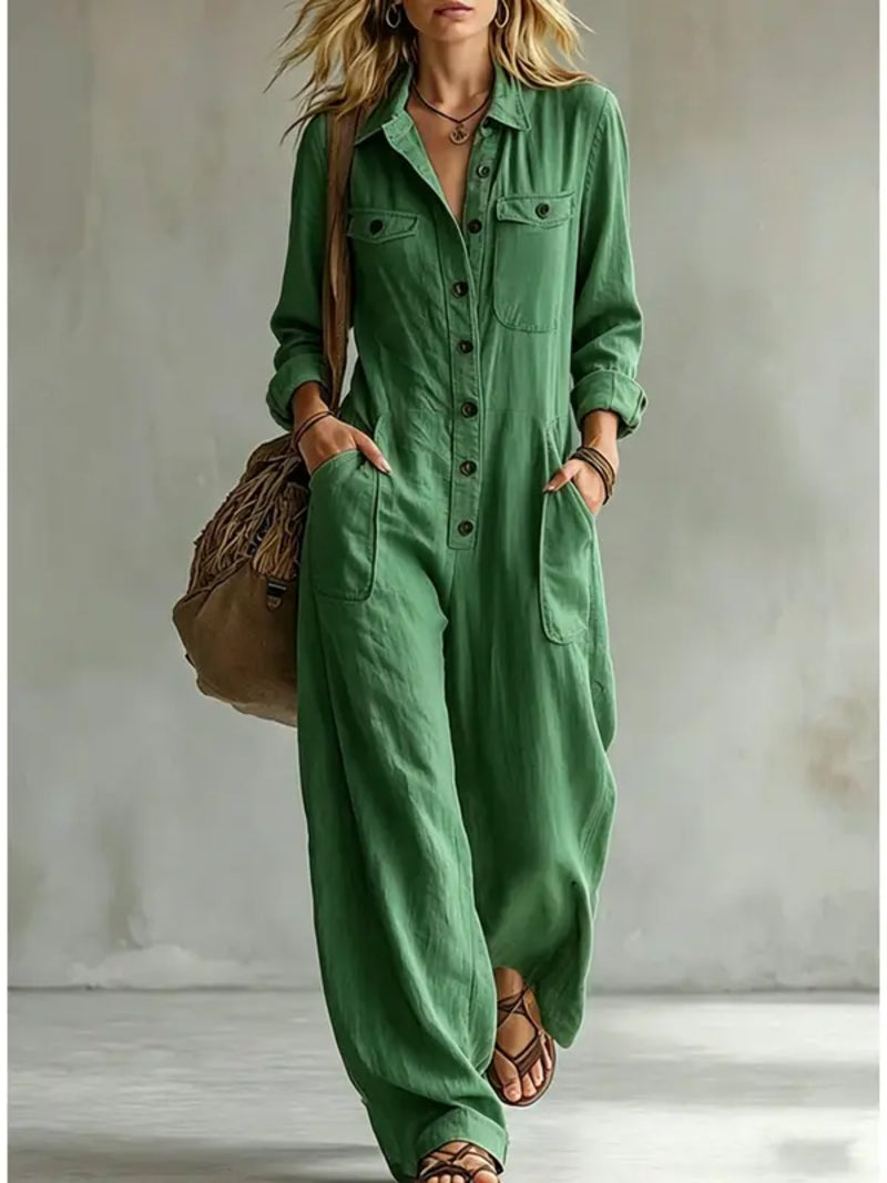 🔥 FINAL HOURS — Women's French-Inspired Button-Front Jumpsuit | Effortless Chic Style