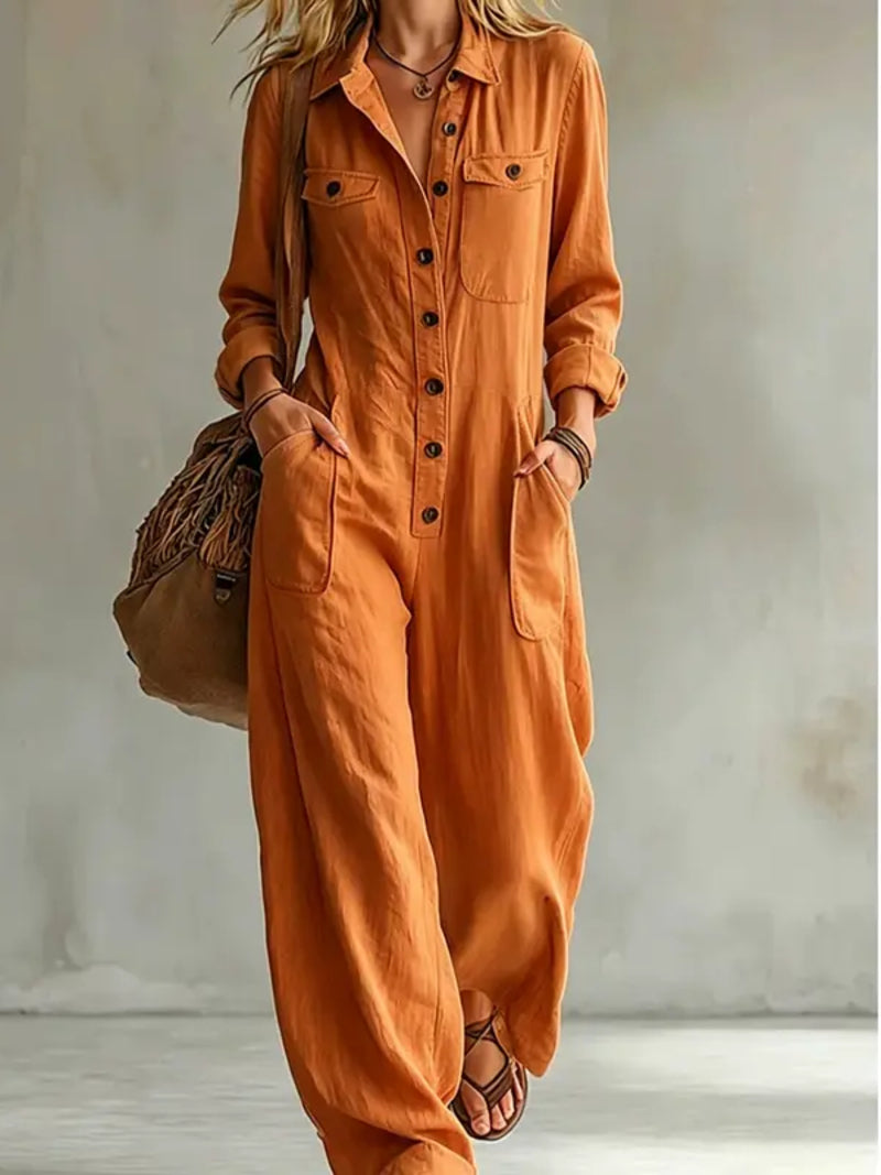 🔥 FINAL HOURS — Women's French-Inspired Button-Front Jumpsuit | Effortless Chic Style