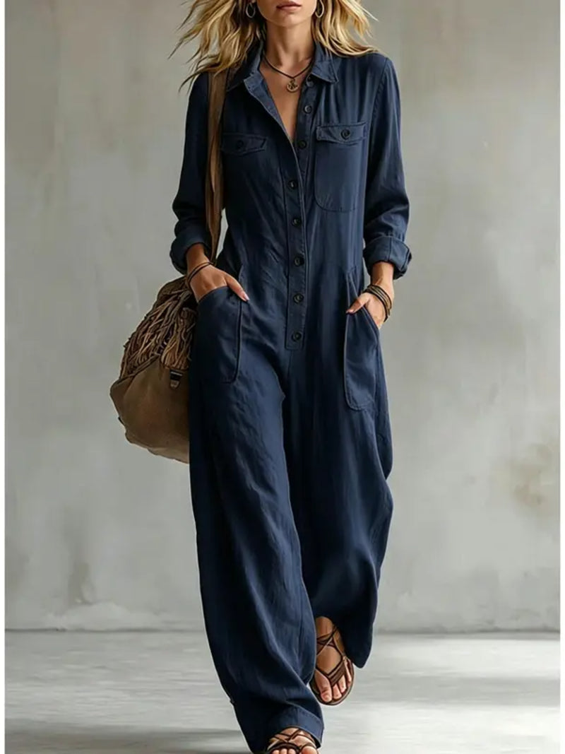 🔥 FINAL HOURS — Women's French-Inspired Button-Front Jumpsuit | Effortless Chic Style