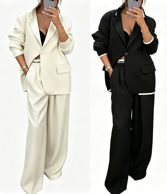 ✨🛍️Fresh Drop - Blazer & Wide-Leg Pant Suit – Clean Lines & Breezy Comfort for Confident All-Day Wear