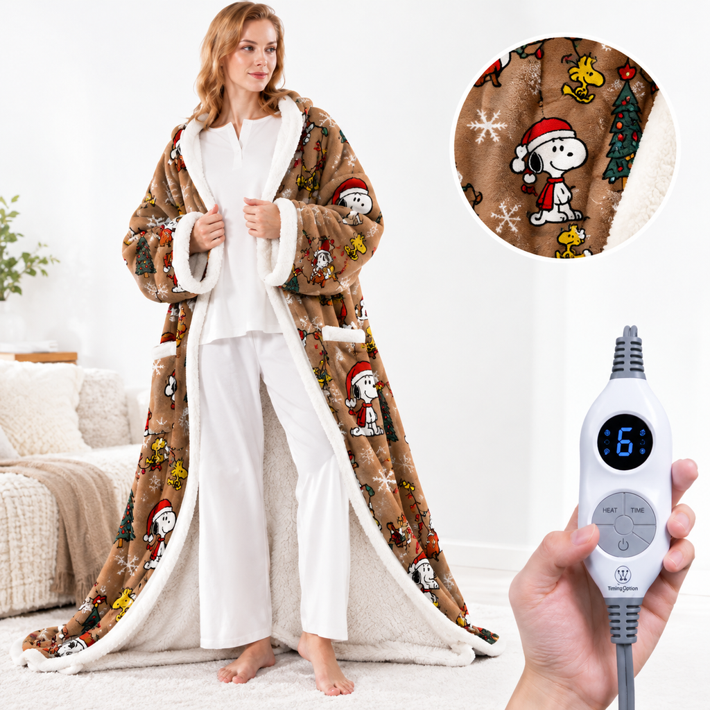 💝💝Wearable Heated Blanket with Foot Pocket Sherpa🔥Overheat Protection & Auto Shut-Off