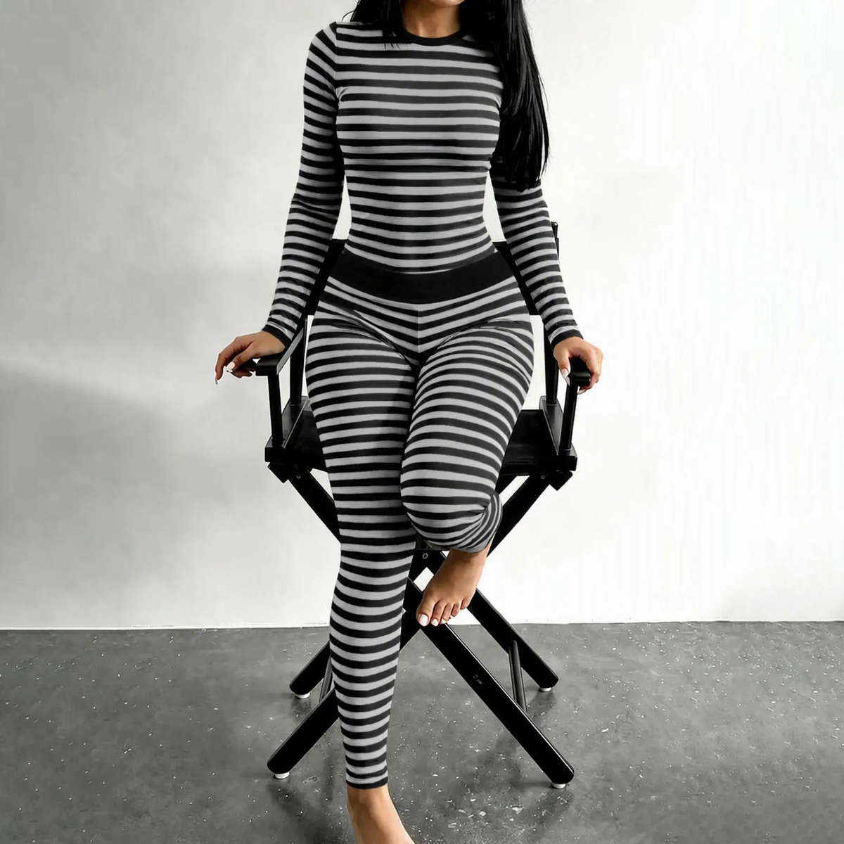 🖤 BLACK FRIDAY SALE 🖤 ☁️ Women's Striped Two-Piece Set | Flattering Fit & Effortless Style