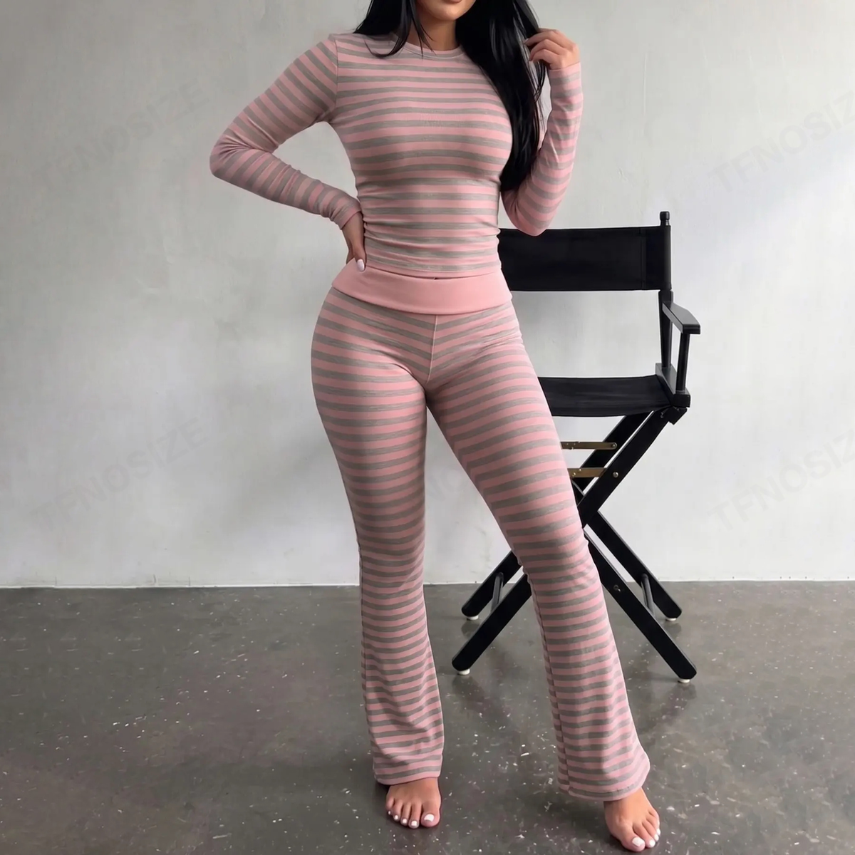 🖤 BLACK FRIDAY SALE 🖤 ☁️ Women's Striped Two-Piece Set | Flattering Fit & Effortless Style