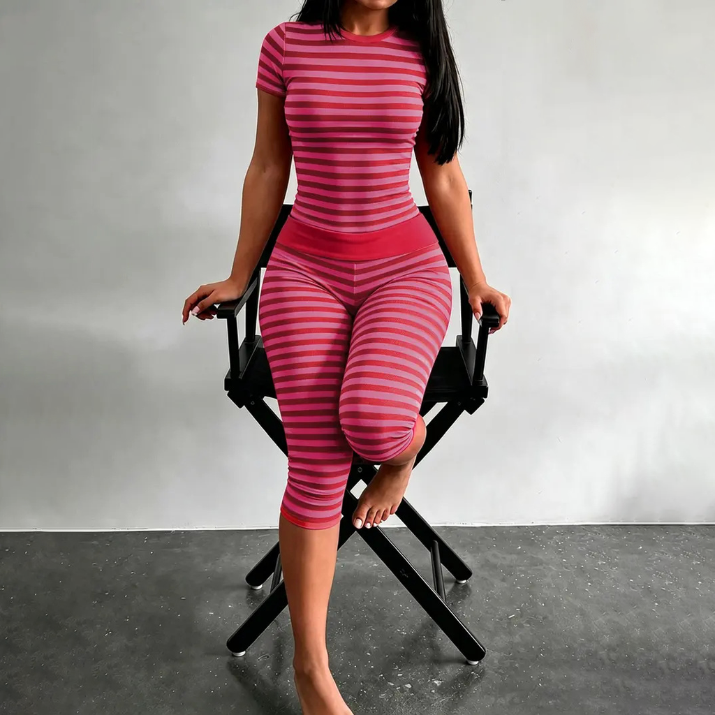 🖤 BLACK FRIDAY SALE 🖤 ☁️ Women's Striped Two-Piece Set | Flattering Fit & Effortless Style