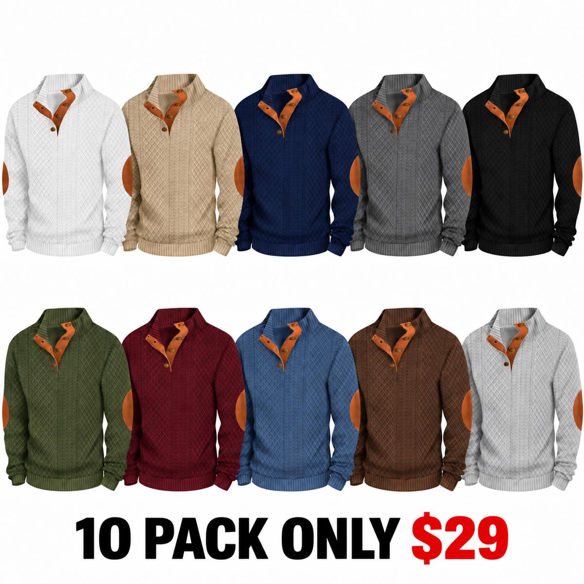 💝💝Men's Jacquard Stand Collar Henley Shirt