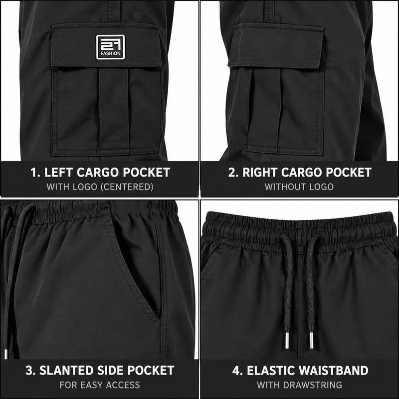 💝💝 BLACK FRIDAY SALE 🔥Men's cargo pants, solid-color casual loose-fit cargo trousers.