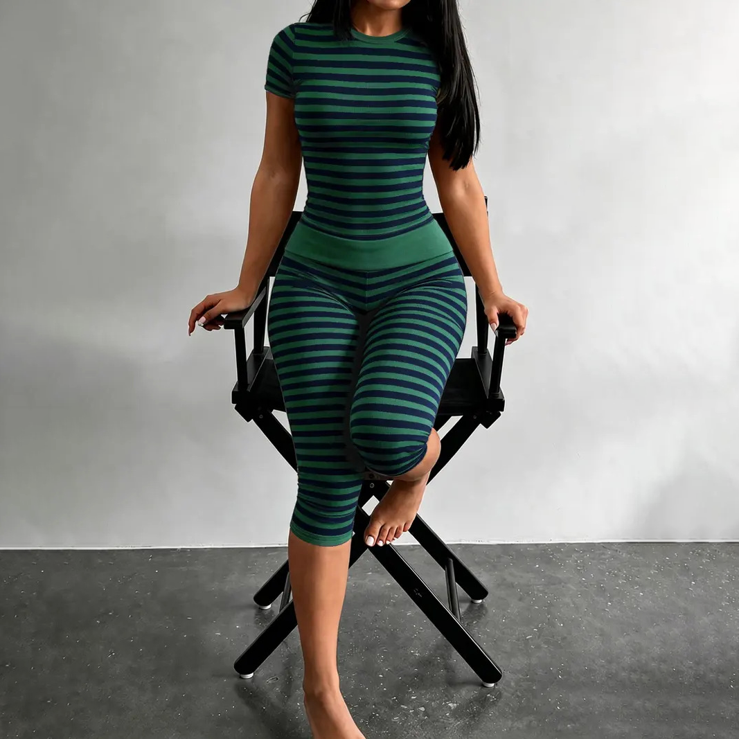 🖤 BLACK FRIDAY SALE 🖤 ☁️ Women's Striped Two-Piece Set | Flattering Fit & Effortless Style