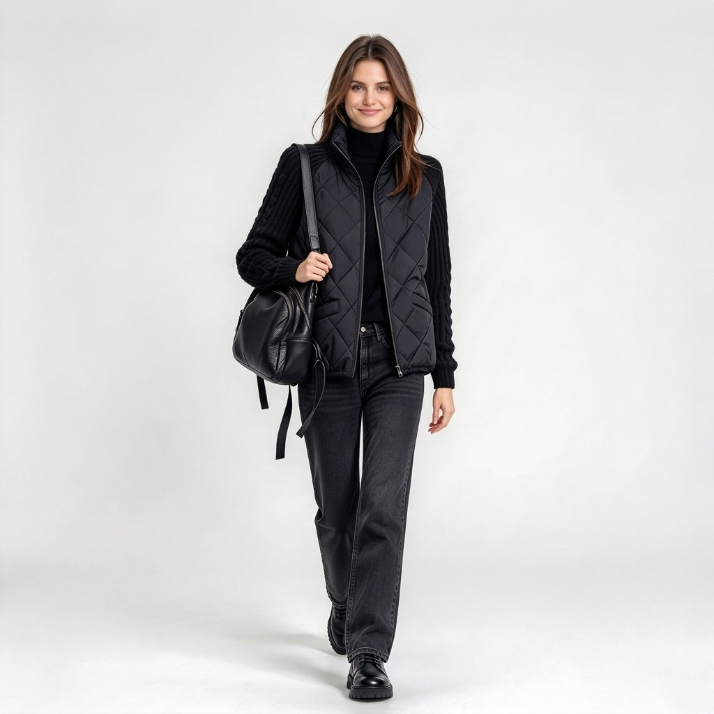 💡 Women's Knit Patchwork Puffy Jacket