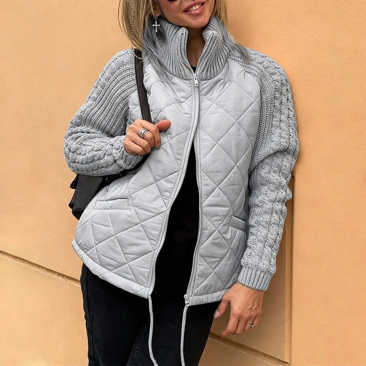 💡 Women's Knit Patchwork Puffy Jacket