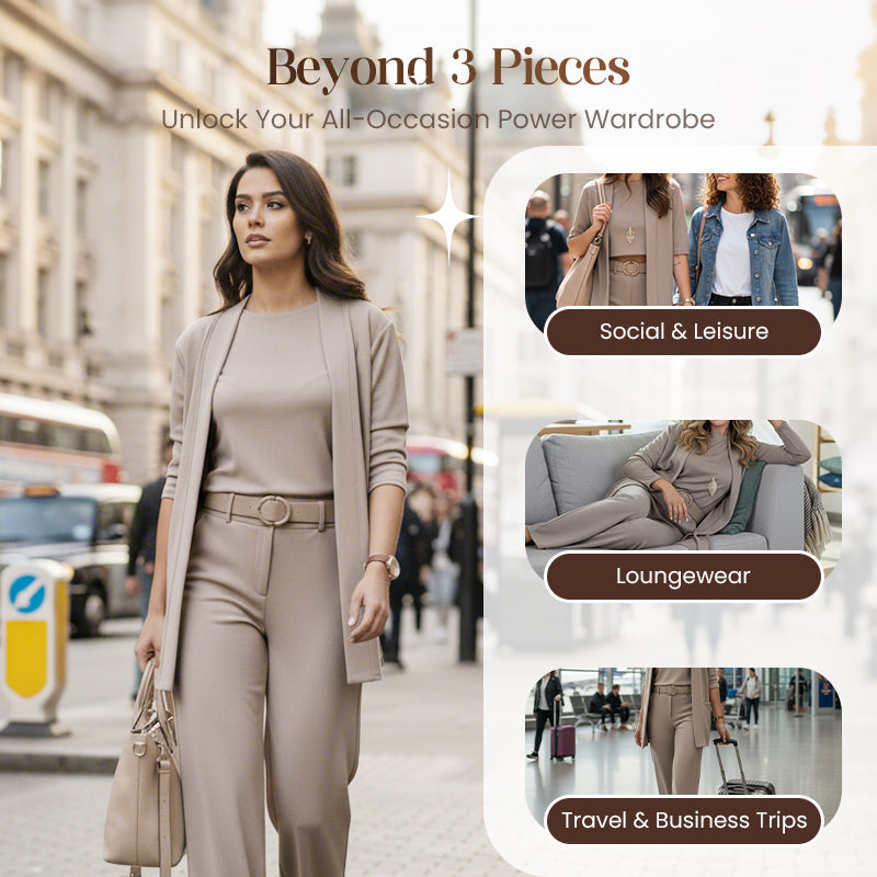 ⏳Time-Limited Special⏰Elegant 3-piece set including long cardigan, top and pants💞