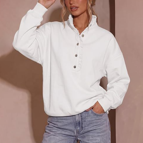 🖤 BLACK FRIDAY SALE 🖤 ☁️ Women's Oversized Button-Front Sweatshirt | Relaxed Fit & Cozy Comfort