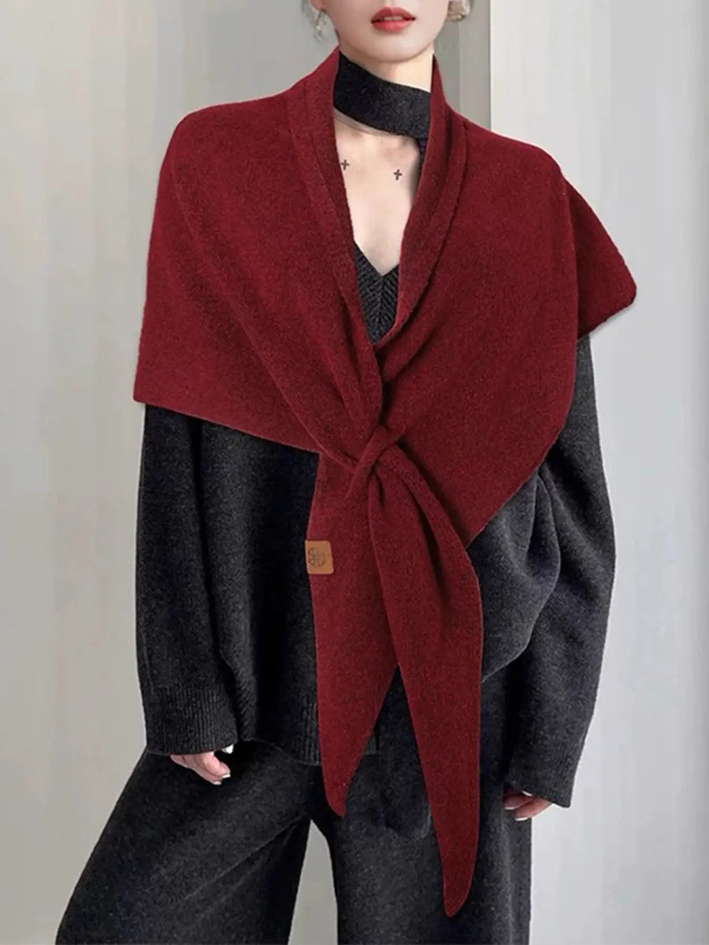 🔥Women's Trendy Solid Knitted Shawl, Casual Soft Comfortable Scarf for Daily Wear, Fashion Accessories for Women & Girls