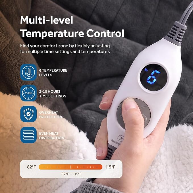 💝💝Wearable Heated Blanket with Foot Pocket Sherpa🔥Overheat Protection & Auto Shut-Off