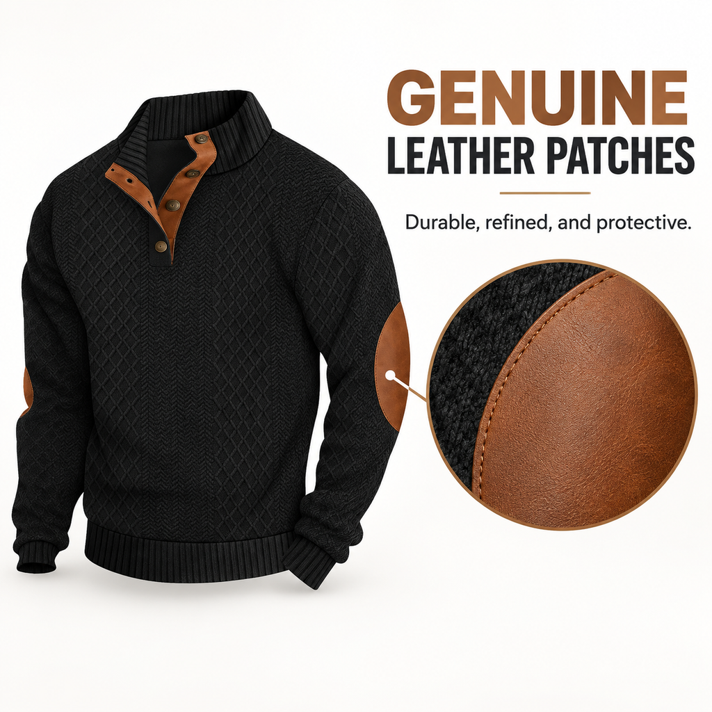 💝💝Men's Jacquard Stand Collar Henley Shirt