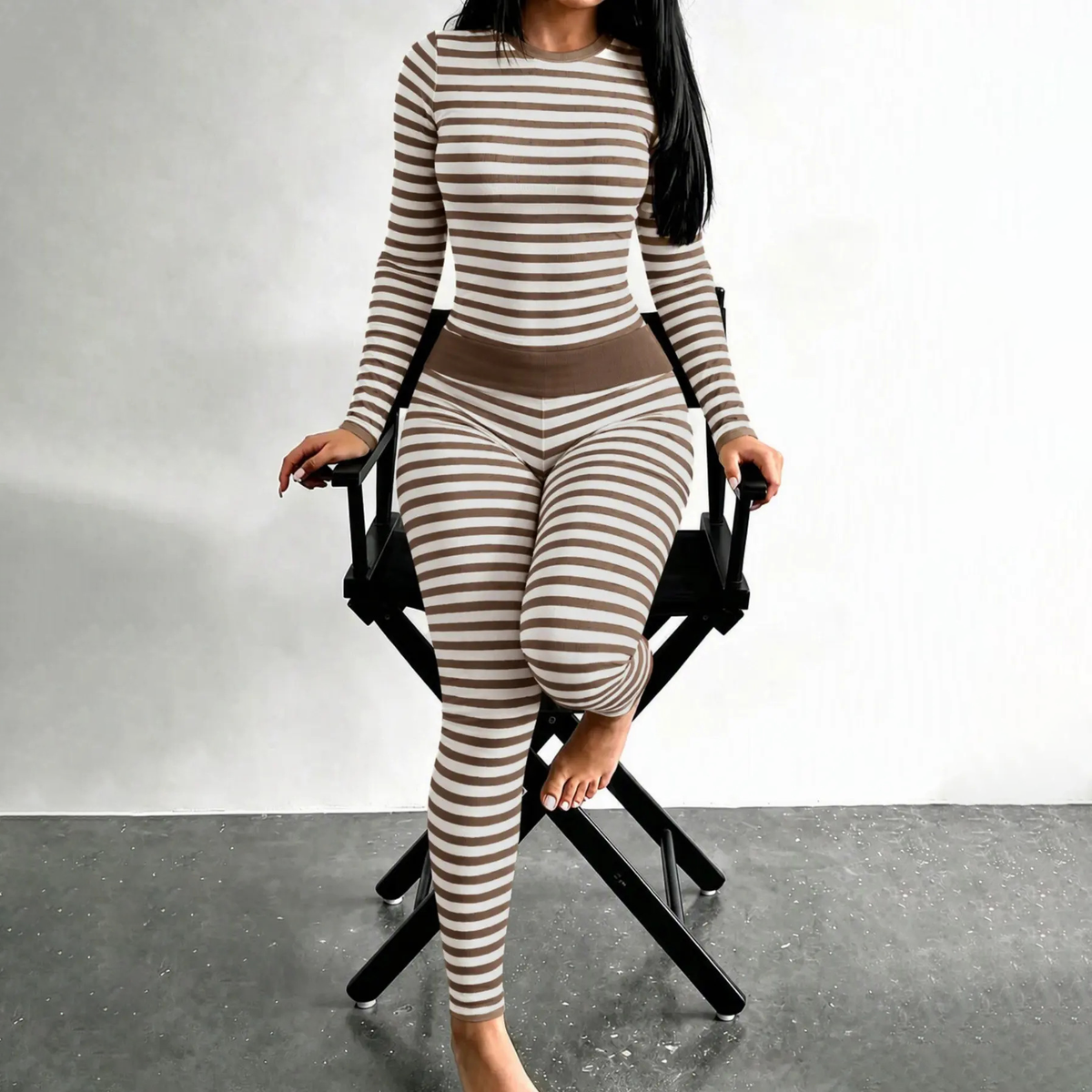 🖤 BLACK FRIDAY SALE 🖤 ☁️ Women's Striped Two-Piece Set | Flattering Fit & Effortless Style