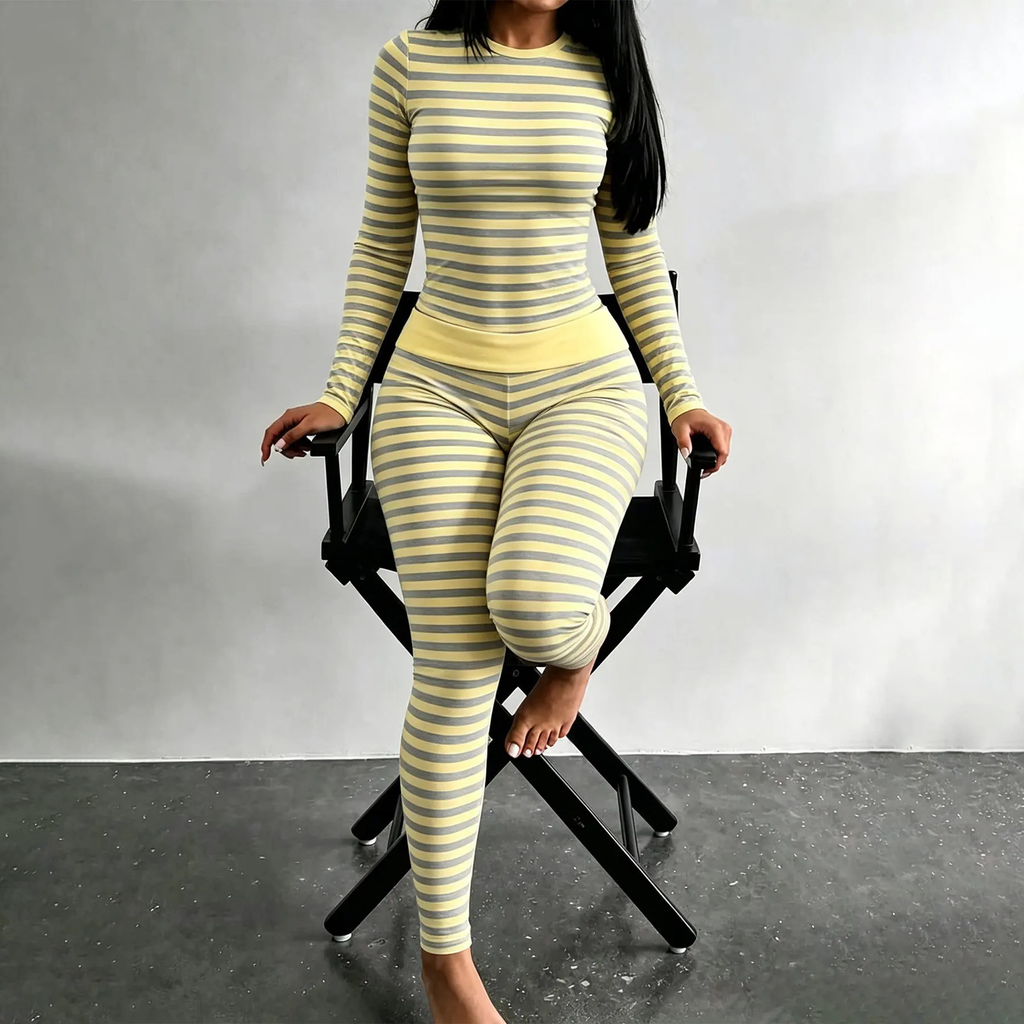🖤 BLACK FRIDAY SALE 🖤 ☁️ Women's Striped Two-Piece Set | Flattering Fit & Effortless Style