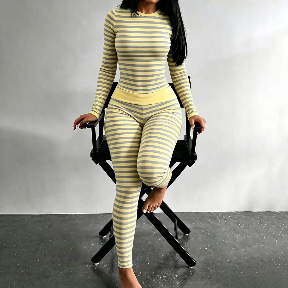 🖤 BLACK FRIDAY SALE 🖤 ☁️ Women's Striped Two-Piece Set | Flattering Fit & Effortless Style
