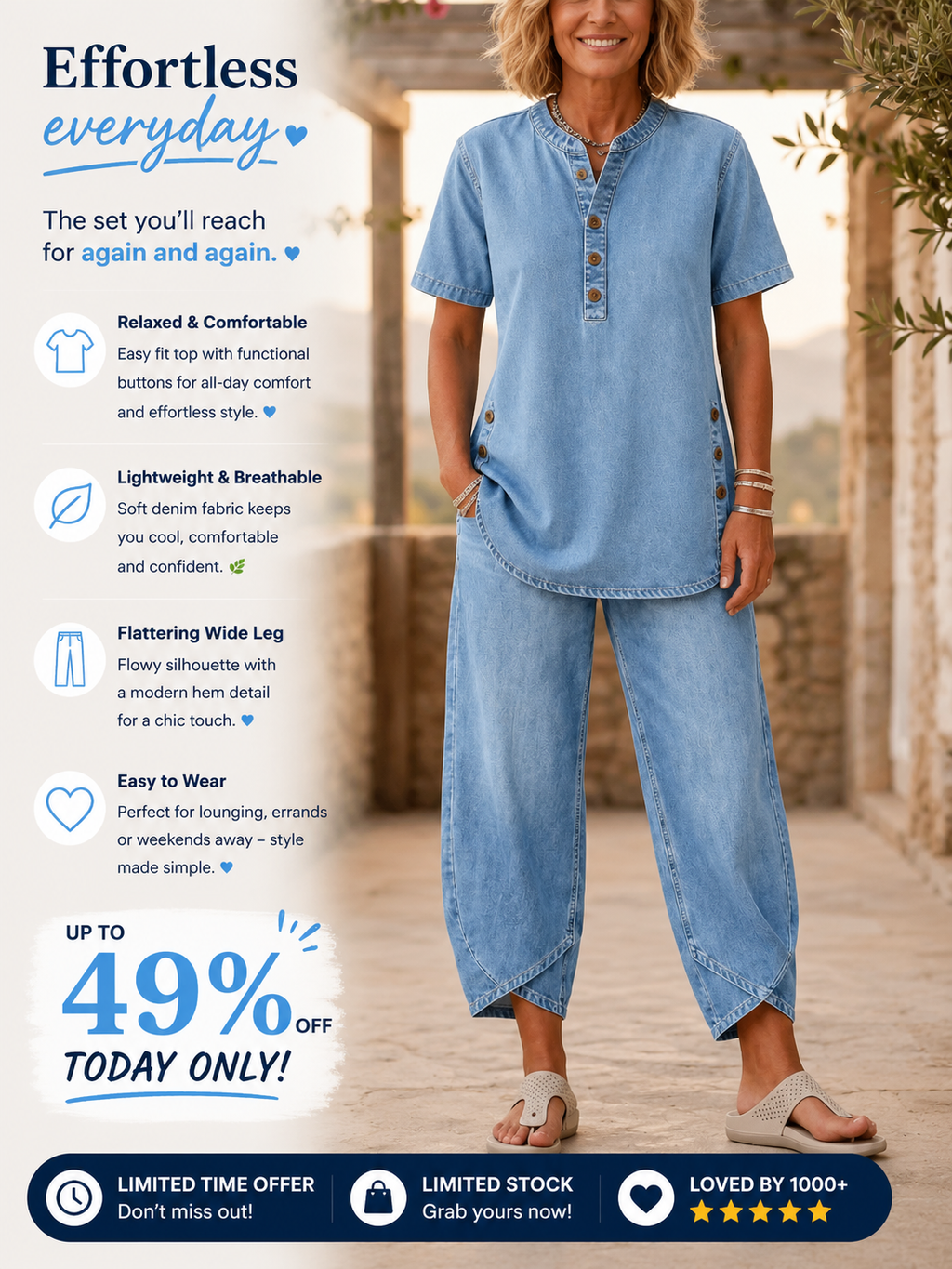 Women‘s Short-sleeve denim Two-piece set