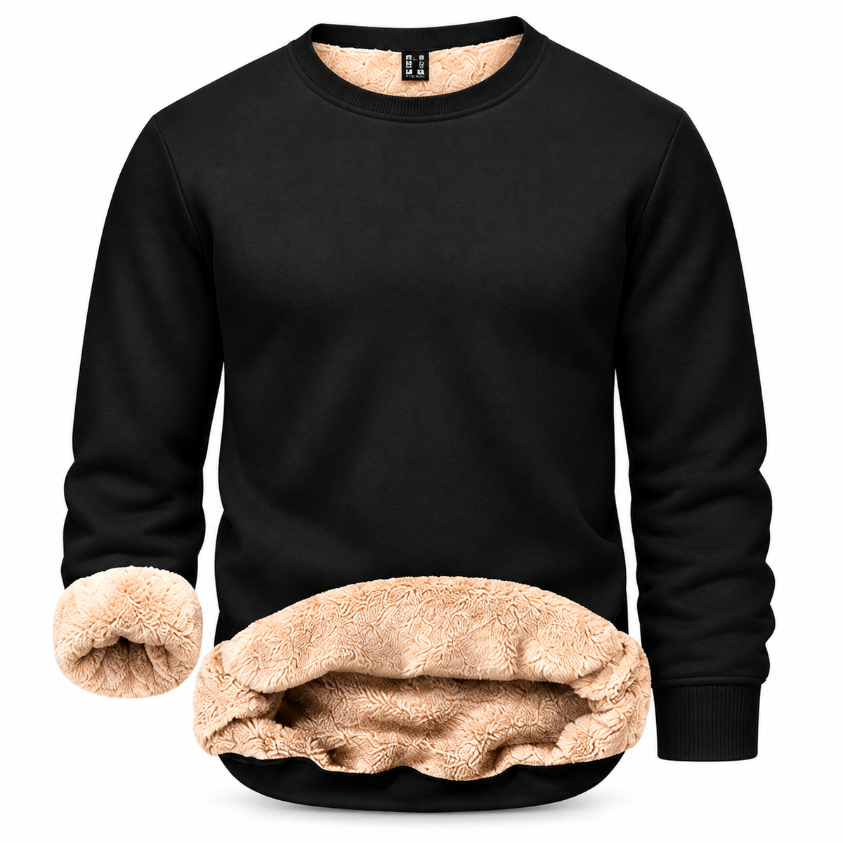 💝💝Men's Fitted Crewneck Fleece Lined Sweatshirt, Wind Resistant Polyester Athletic Pullover, Casual Fashion Active Tops