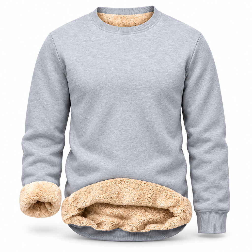 💝💝Men's Fitted Crewneck Fleece Lined Sweatshirt, Wind Resistant Polyester Athletic Pullover, Casual Fashion Active Tops
