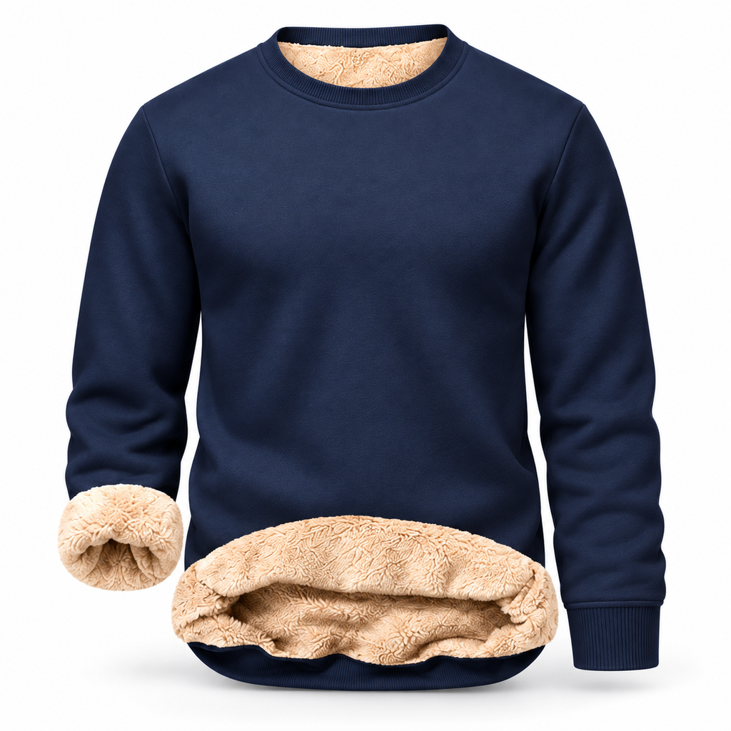 💝💝Men's Fitted Crewneck Fleece Lined Sweatshirt, Wind Resistant Polyester Athletic Pullover, Casual Fashion Active Tops