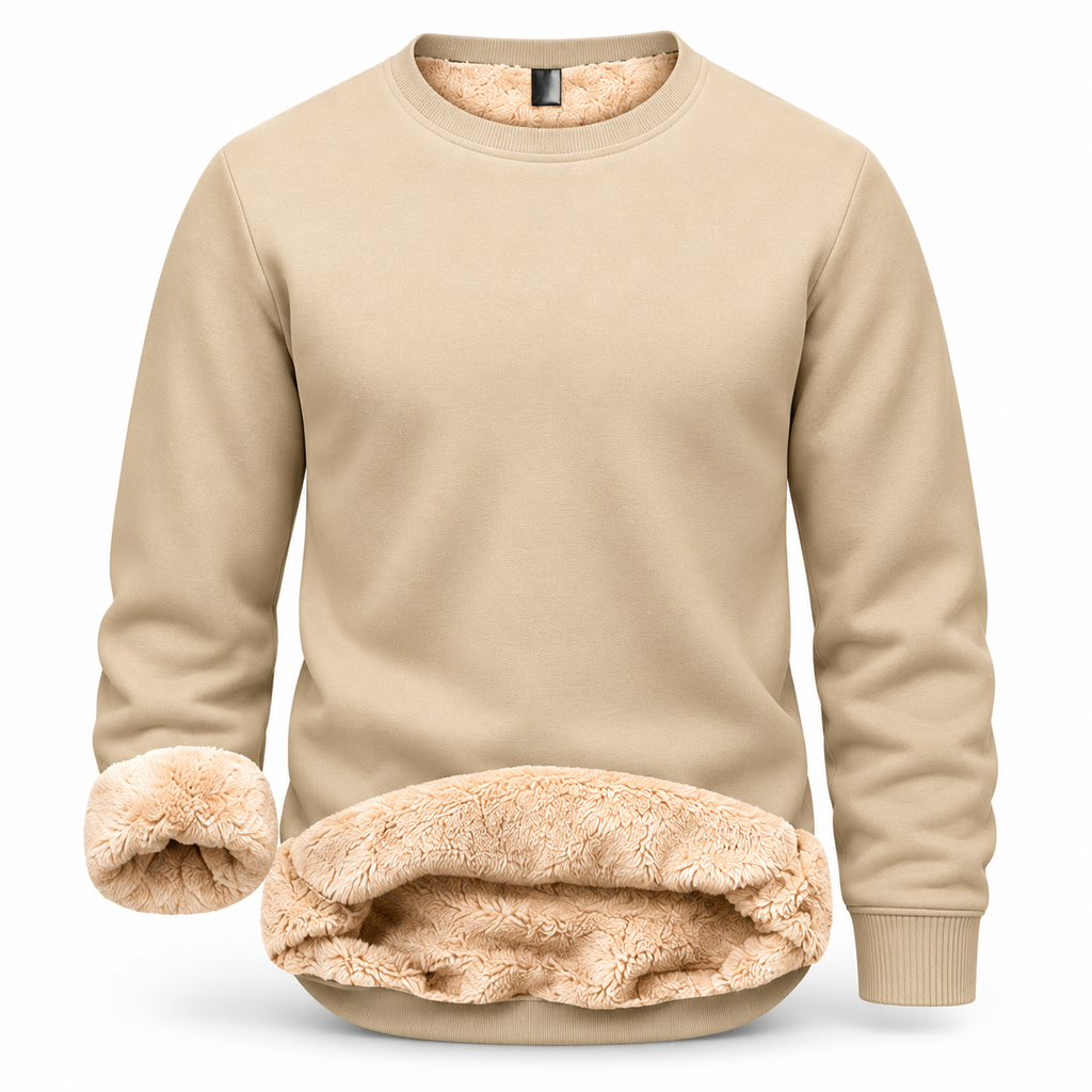 💝💝Men's Fitted Crewneck Fleece Lined Sweatshirt, Wind Resistant Polyester Athletic Pullover, Casual Fashion Active Tops
