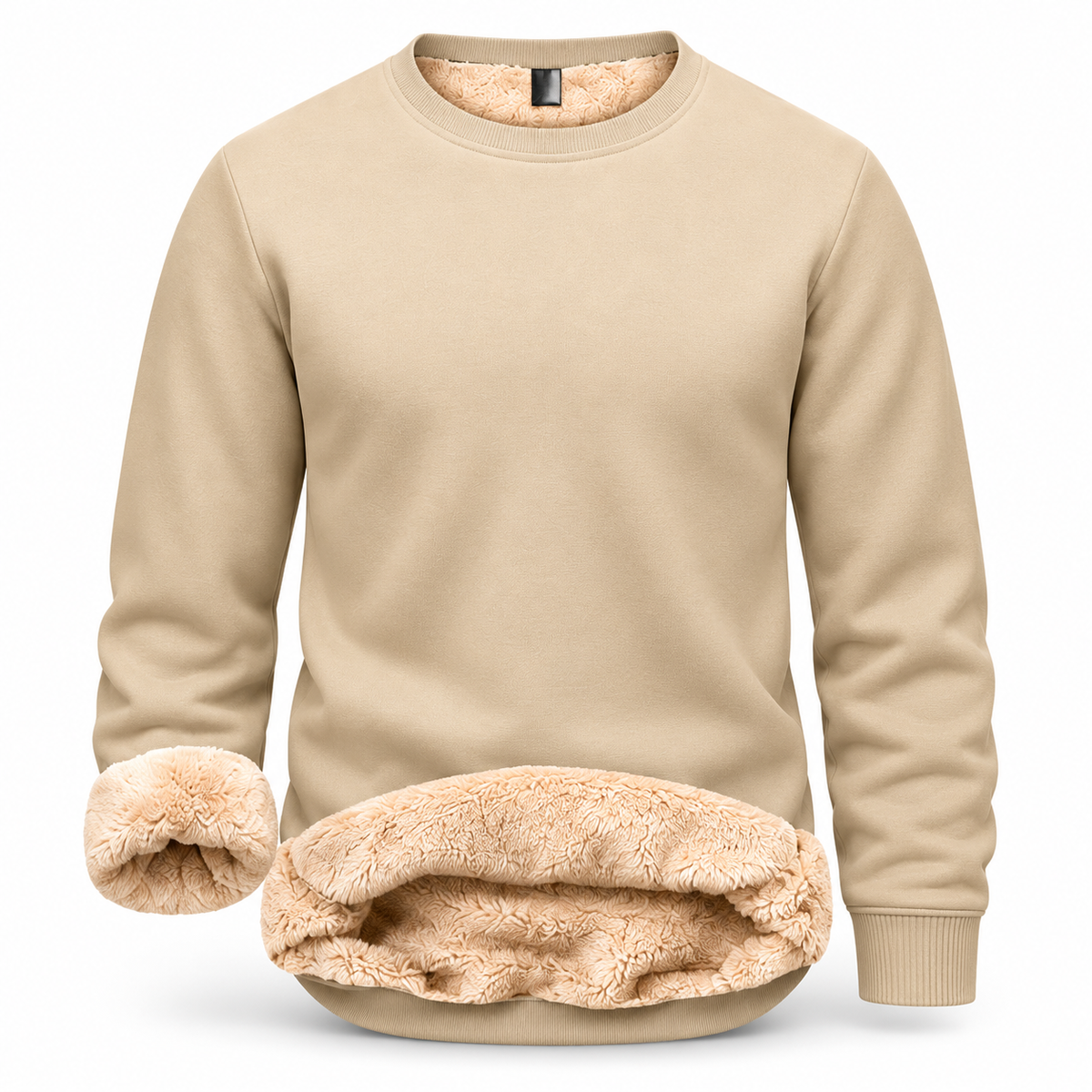 💝💝Men's Fitted Crewneck Fleece Lined Sweatshirt, Wind Resistant Polyester Athletic Pullover, Casual Fashion Active Tops