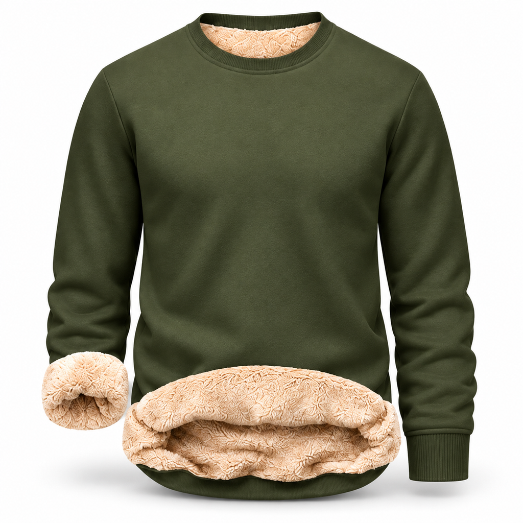 💝💝Men's Fitted Crewneck Fleece Lined Sweatshirt, Wind Resistant Polyester Athletic Pullover, Casual Fashion Active Tops