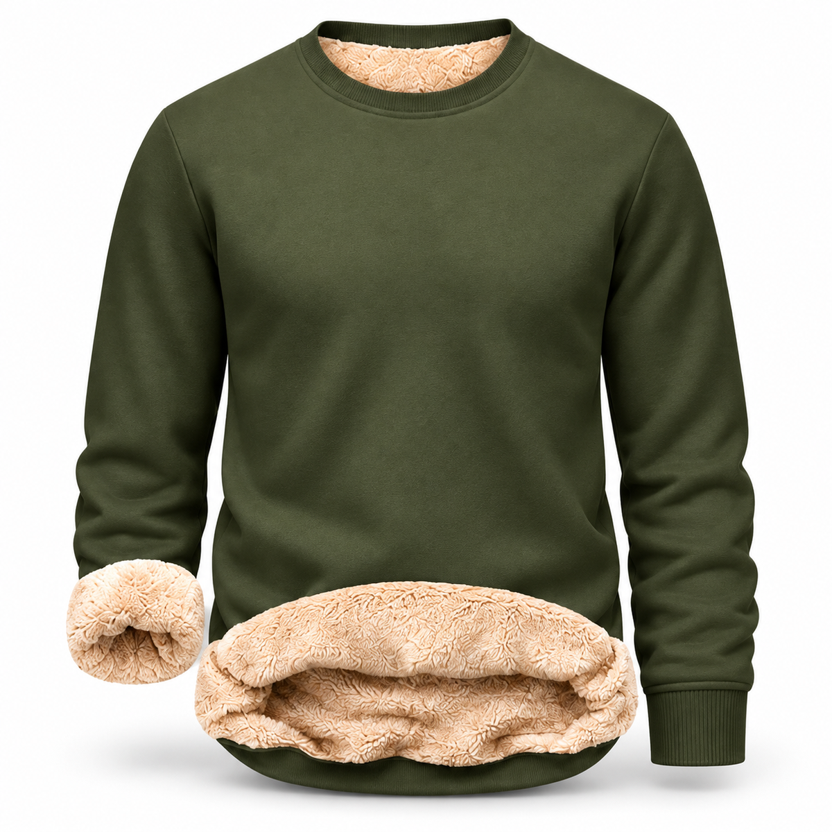 💝💝Men's Fitted Crewneck Fleece Lined Sweatshirt, Wind Resistant Polyester Athletic Pullover, Casual Fashion Active Tops