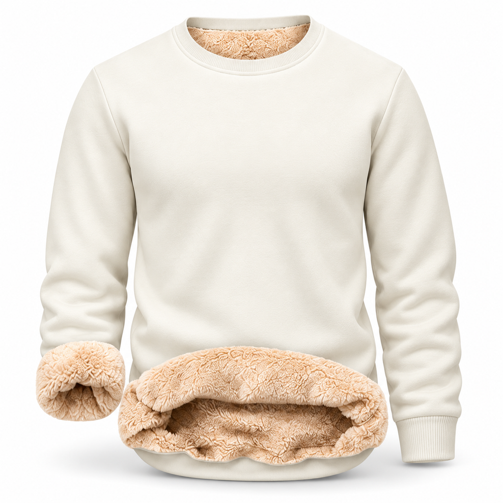 💝💝Men's Fitted Crewneck Fleece Lined Sweatshirt, Wind Resistant Polyester Athletic Pullover, Casual Fashion Active Tops