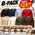 💝💝Men's Fitted Crewneck Fleece Lined Sweatshirt, Wind Resistant Polyester Athletic Pullover, Casual Fashion Active Tops