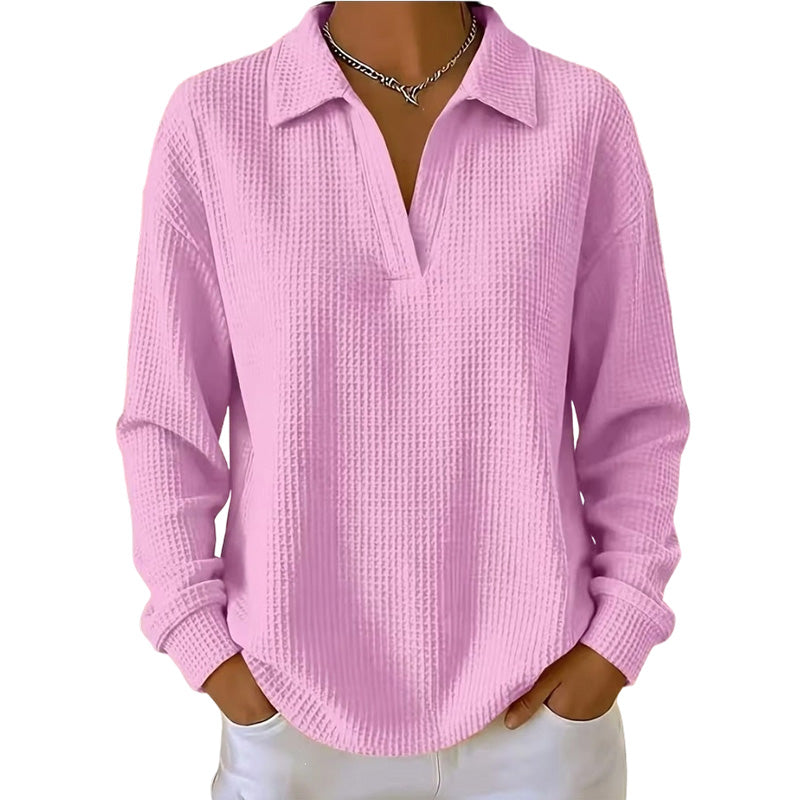 💝💝Women's knitted top with V-neck and long sleeves