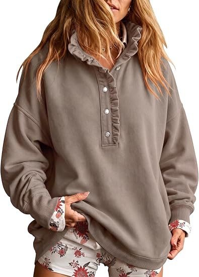 🖤 BLACK FRIDAY SALE 🖤 ☁️ Women's Oversized Button-Front Sweatshirt | Relaxed Fit & Cozy Comfort